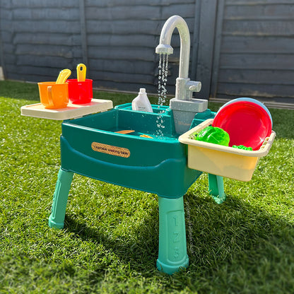 Kids Interactive Sink Playset with Circulating Water Faucet and 19 Accessories for Role Play Fun