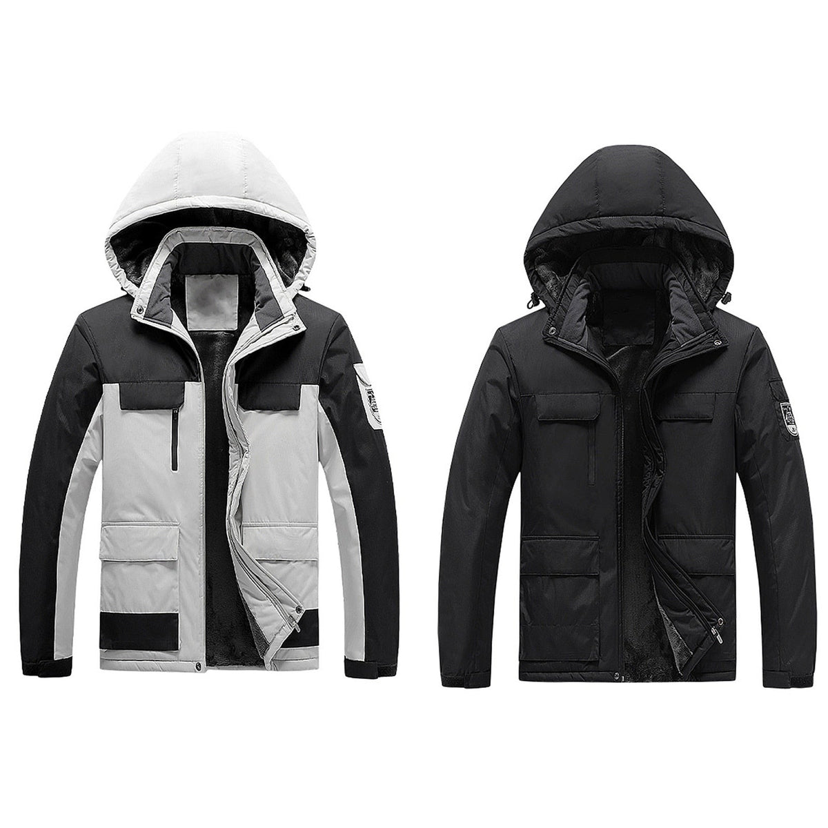 Water-Resistant Men's Rain Jacket - Hooded Colorblock, Packable