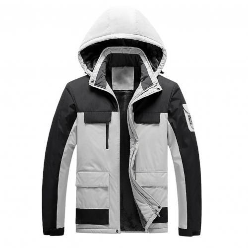 Water-Resistant Men's Rain Jacket - Hooded Colorblock, Packable