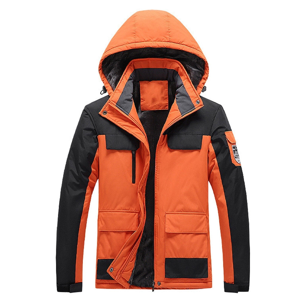 Water-Resistant Men's Rain Jacket - Hooded Colorblock, Packable