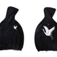 relaxed Oversized hoodie - embroidered crane, cotton blend