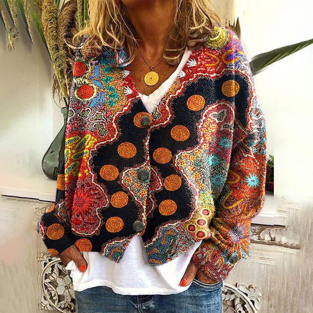 Variant image for Women's Oversized Knitted Sweater with Vibrant Ethnic Patterns and Relaxed Fit, Sizes S to 3XL-1