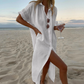 Variant image for Elegant High Slot Shirt Dress with Button Details for Women, Soft Fabric, Chic Relaxed Fit-5