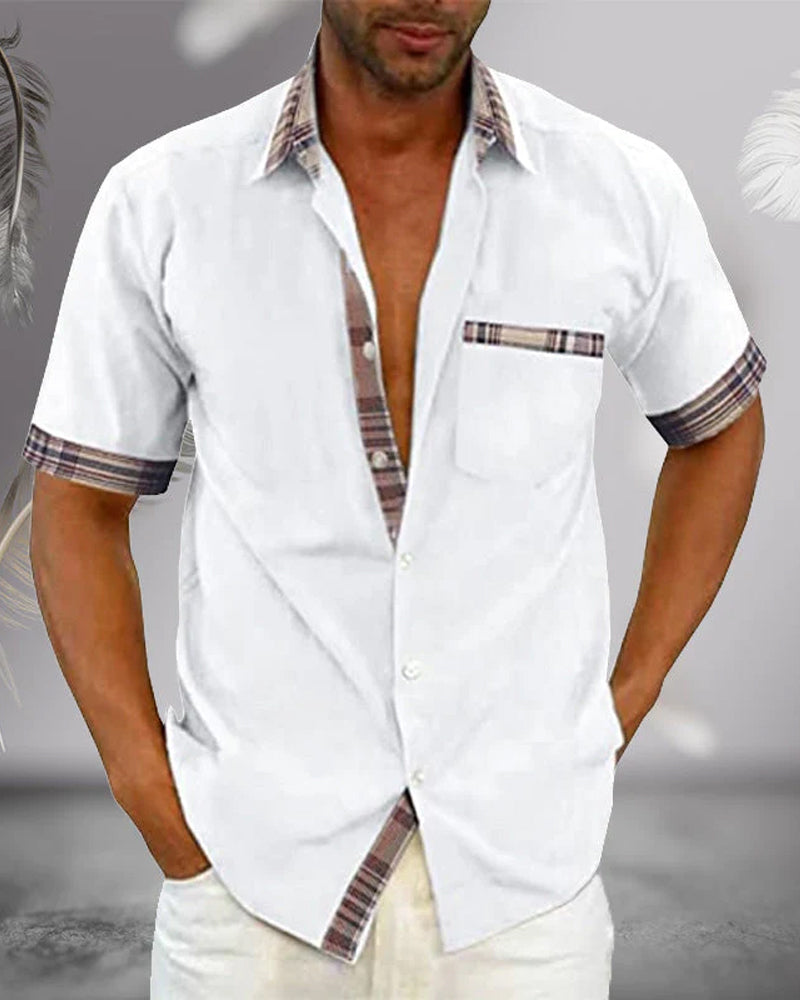 Variant image for Men's Short Sleeve Cotton Shirt for Casual and Semi-Formal Wear, Breathable Fabric, Slim Fit Available in Multiple Sizes-1