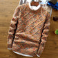 Plush Textured Men’s Sweater - Crewneck Knit, Cotton Casual