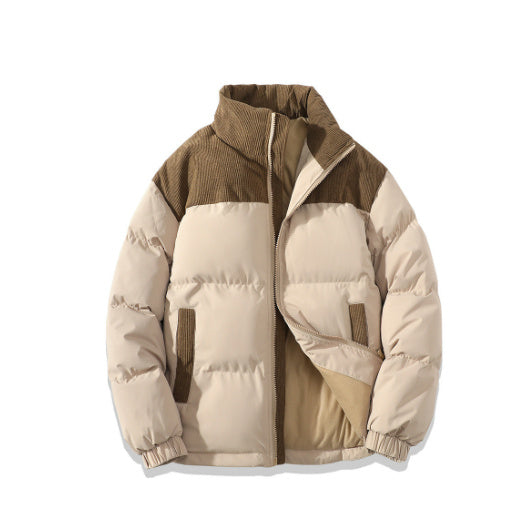Unisex Insulating Puffer Coat - Stand Collar, Cotton