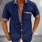 Variant image for Men's Short Sleeve Cotton Shirt for Casual and Semi-Formal Wear, Breathable Fabric, Slim Fit Available in Multiple Sizes-57