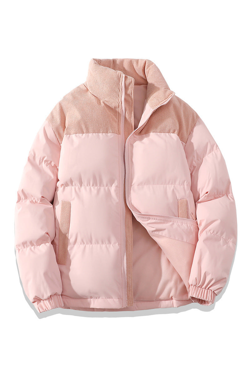 Unisex Insulating Puffer Coat - Stand Collar, Cotton