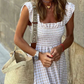 Maxi Summer Dress for Women with Elastic Top and Retro Caroma Pattern, Breathable Cotton, Perfect for Beach and City Outings-4