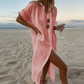 Elegant High Slot Shirt Dress with Button Details for Women, Soft Fabric, Chic Relaxed Fit-4