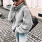 Women Oversized Turtleneck Sweater - Chunky Knit, Winter