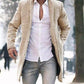Men's Warm Midlength Coat - Standup Collar, Plaid Polyester