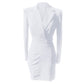 women's Fitted blazer dress - polished wrap-front, knee-length, rabbit hair, for office