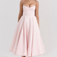 Variant image for Elegant White Satin Midi Dress with Spaghetti Straps and Tulle Skirt for Women - Perfect for Special Occasions-6
