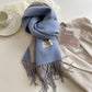 Women Warm Scarf - Reversible Fringed Cashmere Winter