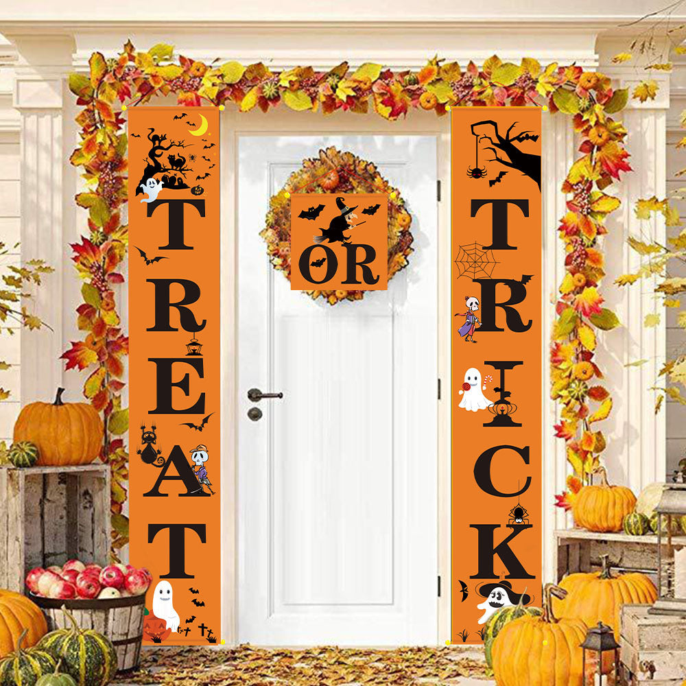 Door Halloween Banner Couplets Outdoor Black Red Decor