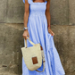 Variant image for Maxi Summer Dress for Women with Elastic Top and Retro Caroma Pattern, Breathable Cotton, Perfect for Beach and City Outings-13