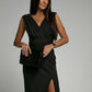 Elegant One-Shoulder Black Dress with High Split for Formal Events, Wedding Guest and Cocktail Dresses Available in Multiple Colors-4
