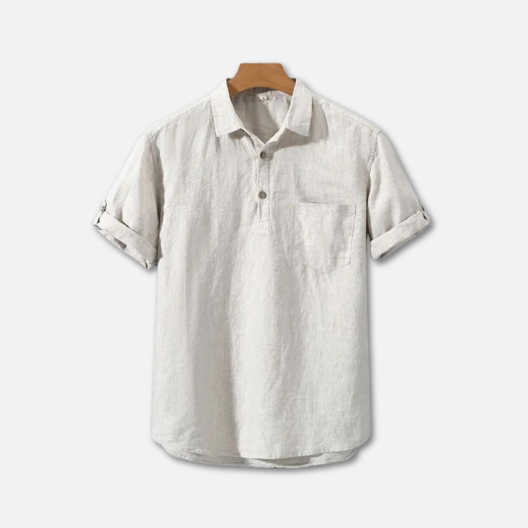 Variant image for Lightweight Linen Polo Shirt for Men, Breathable Casual Wear in Various Colors, Relaxed Fit, Machine Washable-1