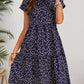 Vintage Floral Wedding Guest Dress with Circular Neckline and Short Sleeves in Turquoise, Blue, and Burgundy-5