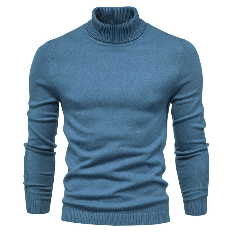 Plush Men's Turtleneck Sweater - Slim Fit Viscose Winter