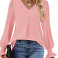 Variant image for Elegant Women's Blouse in Solid Color, Lightweight Polyester V-Neck Top for Spring and Autumn Styling-6