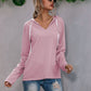 Light Relaxed Womens Hoodie - V Neck, Knit, Regular