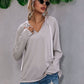 Light Relaxed Womens Hoodie - V Neck, Knit, Regular