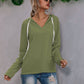 Light Relaxed Womens Hoodie - V Neck, Knit, Regular