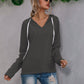 Light Relaxed Womens Hoodie - V Neck, Knit, Regular