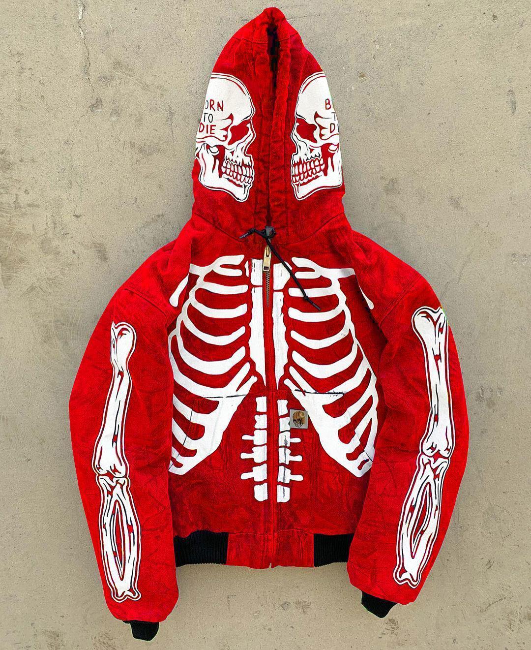 Men's Insulating Skeleton Hoodie - Full Zip Polyester Casual