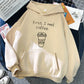Cozy Oversized Womens Hoodie - Coffee Graphic Print, Fleece