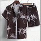 Variant image for Men's Summer Set with Tropical Print, Lightweight Shirt and Shorts, Relaxed Fit for Warm Weather Casual Outings-41