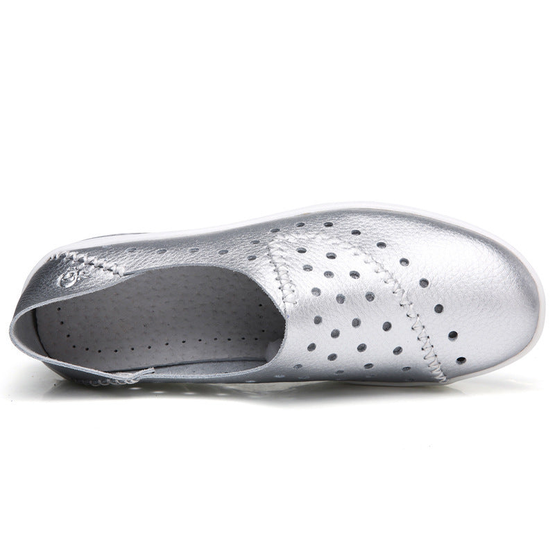 durable Breathable, women's orthopedic slip-on shoes - perforated, cushioned, pu leather, casual wear