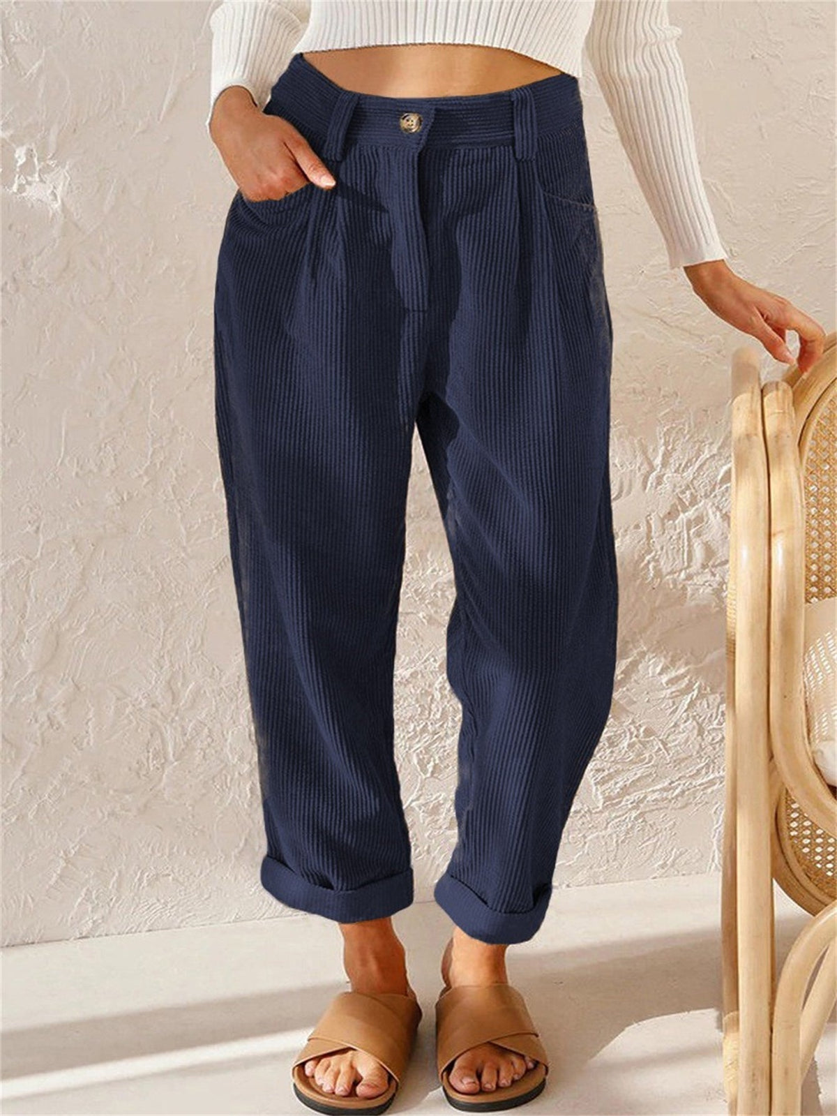 Variant image for High Waist Casual Women's Pants, Soft Comfortable Fabric, Relaxed Fit, Versatile Styling, Available in Sizes S to 3XL-19