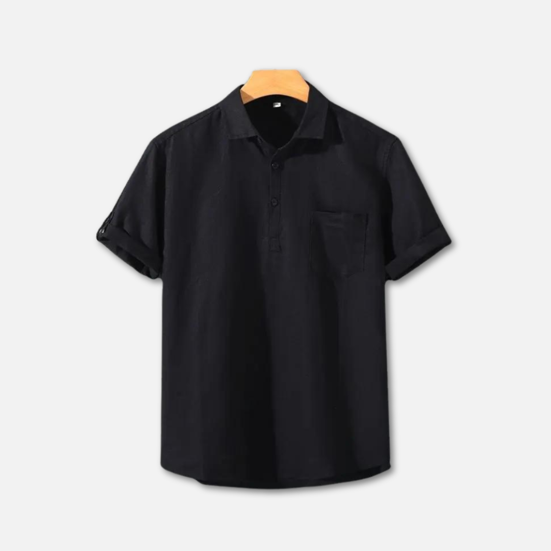 Variant image for Lightweight Linen Polo Shirt for Men, Breathable Casual Wear in Various Colors, Relaxed Fit, Machine Washable-16