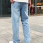 Comfortable Men's Loose Fit Jeans with Straight Legs, Cotton Blend, Versatile Style for Casual and Formal Wear-3
