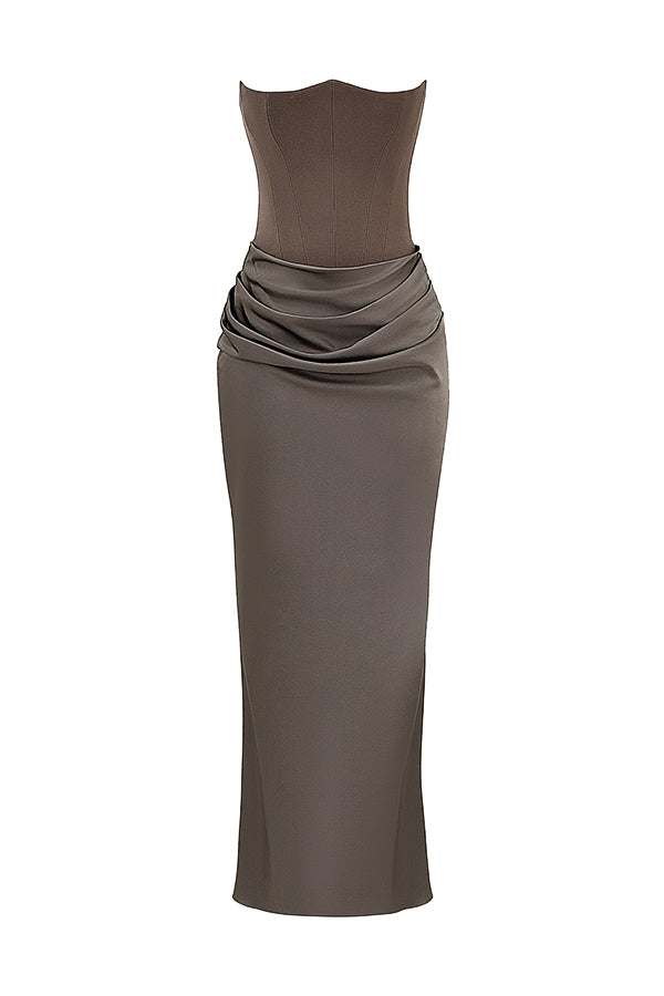 Strapless Corset Maxi Dress for Women, Elegant Long Dress with Tailored Fit for Formal Occasions-6