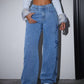 Loose Fit Blue Denim Jeans with Grinding Detail for Casual Stylish Looks-3