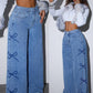 Loose Fit Blue Denim Jeans with Grinding Detail for Casual Stylish Looks-1