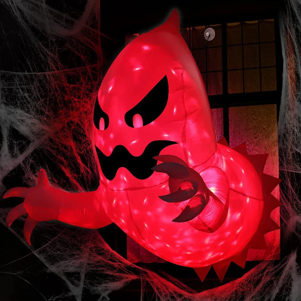 Spooky Outdoor Decor – 4.6ft Halloween Inflatable Window Ghost with LED Lights