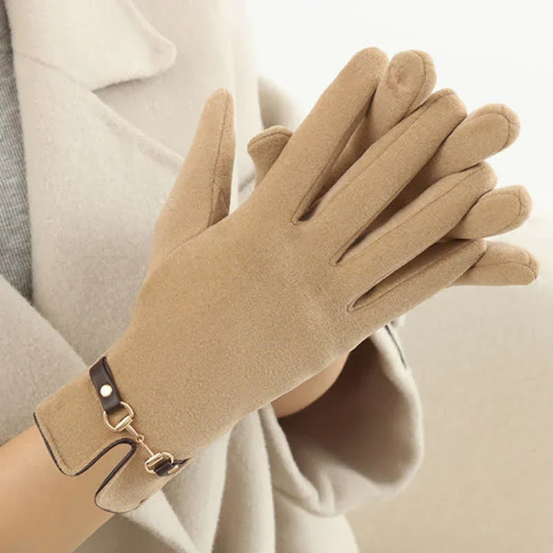 Women’s Windproof Buckle Gloves - Refined Wool Blend, City