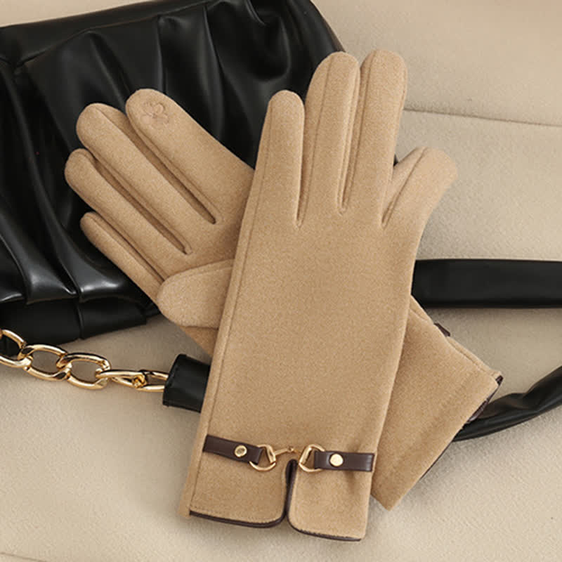 Women’s Windproof Buckle Gloves - Refined Wool Blend, City