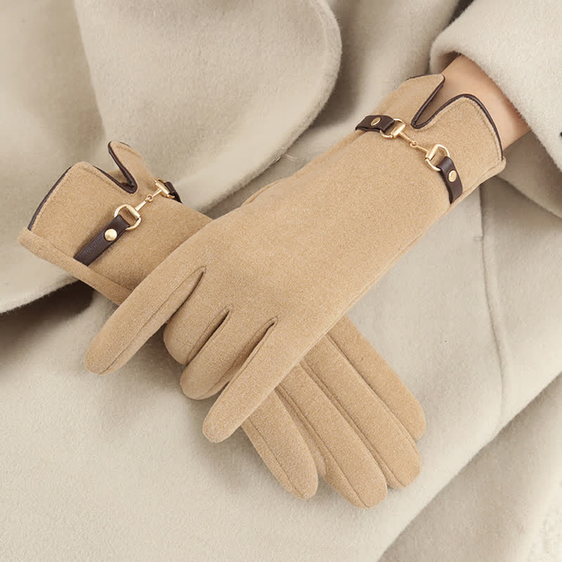 Women’s Windproof Buckle Gloves - Refined Wool Blend, City