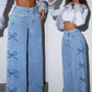 Variant image for Loose Fit Blue Denim Jeans with Grinding Detail for Casual Stylish Looks-11