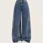 Variant image for Loose Fit Blue Denim Jeans with Grinding Detail for Casual Stylish Looks-6