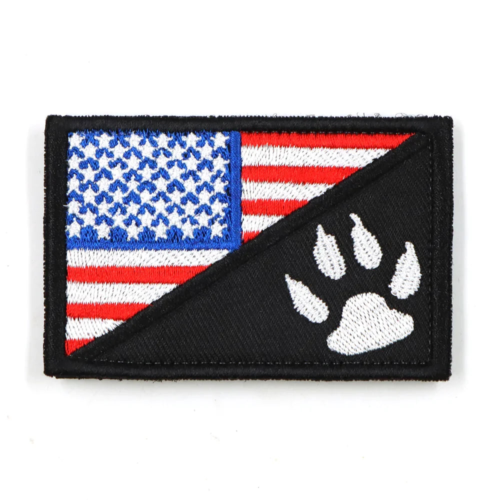 Flag USA Patch With Paw Hook And Loop For Harness Embroidered Patriotic Dog Accessory 4th Of July Gift