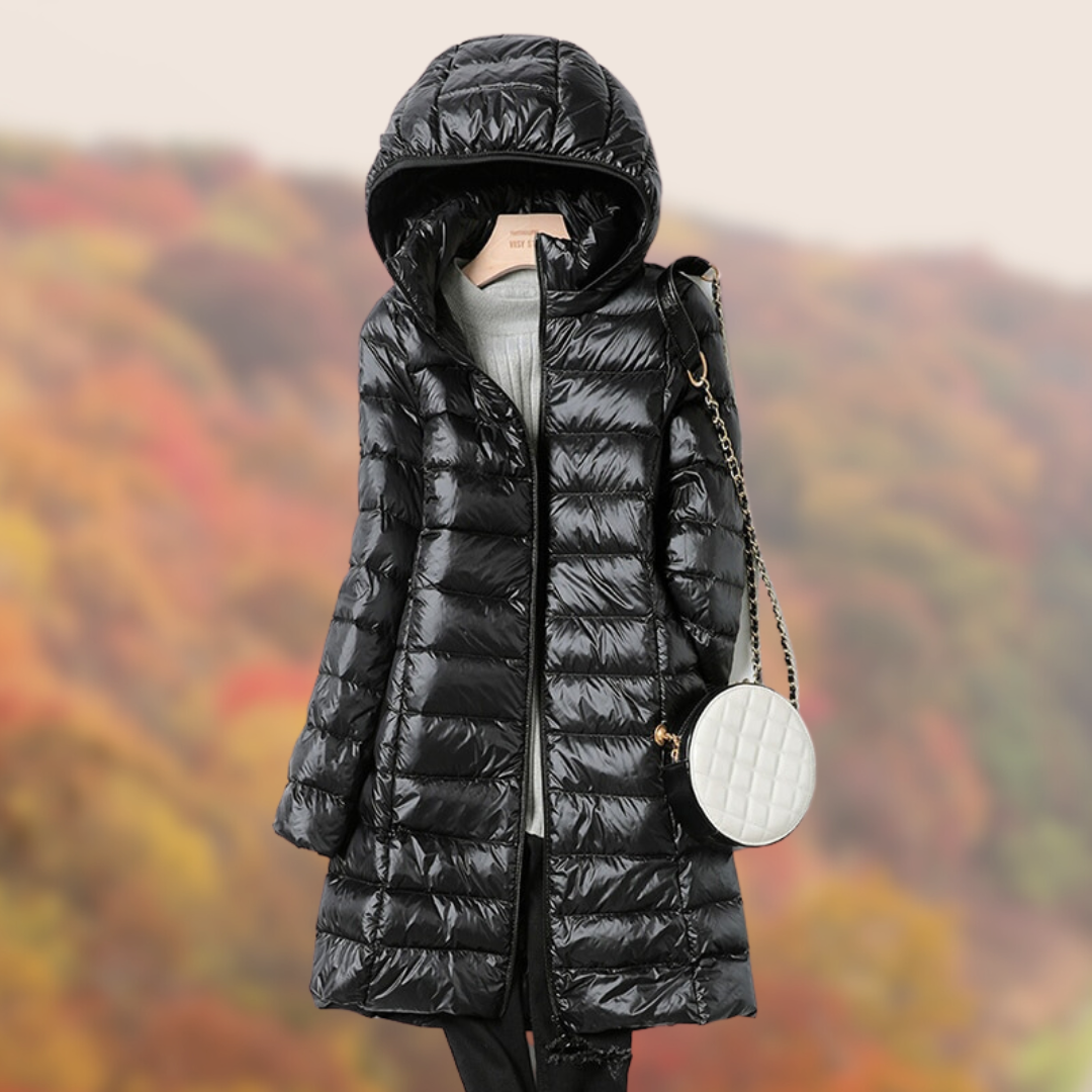 Water-Resistant Women’s Puffer Coat - Mid Thigh, Light