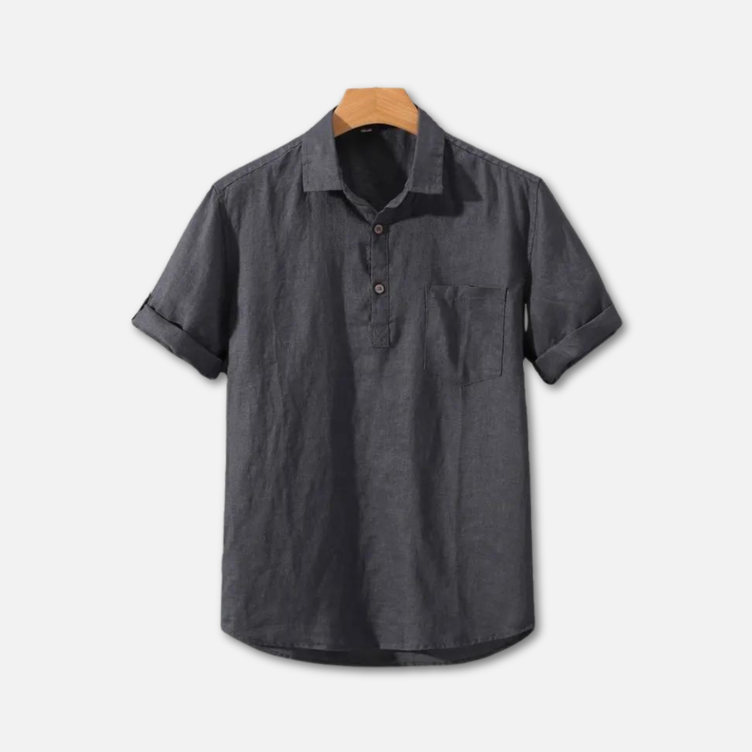Variant image for Lightweight Linen Polo Shirt for Men, Breathable Casual Wear in Various Colors, Relaxed Fit, Machine Washable-11