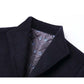 Men’s Warm Wool Coat - Single-Breasted Mid-Thigh, Winter
